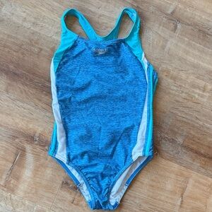 Speedo Girls' Turquoise Blue Racerback One-Piece Swimsuit
